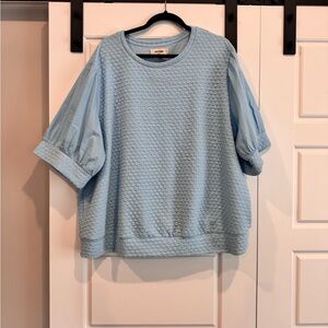 Blue Boxy Cuffed Sleeve Sweatshirt
